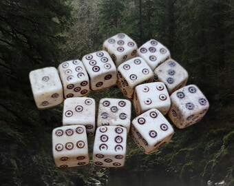 Small Bone Viking Dice with Dot and Ring Marks
