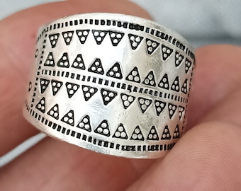 Embossed Silver Replica Viking Ring