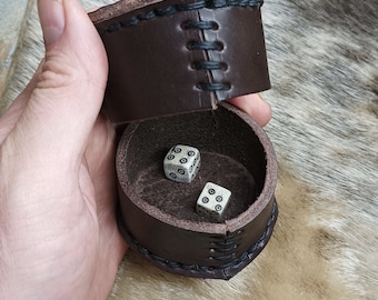 Handmade Viking Dice Game: Leather Shaker & Bone Dice Replica