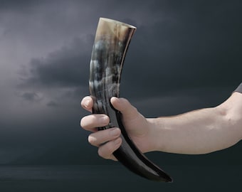 Polished Viking Drinking Horn - Authentic Ox Horn Mead Cup for Medieval Feasts & Reenactments