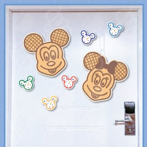 Mickey and Minnie Waffle Disney Cruise Magnet Set with Free Mickey Confetti Shapes