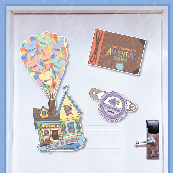 Disney Cruise Magnets Pixar-Inspired Up House Package, Add Your Names Customize Your Adventure Book, and Add Ellie's Soda Badges