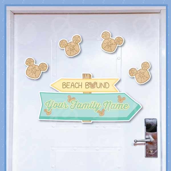 Take Me Away Disney Cruise Personalizable Beach Bound Sign, Add Your Family Name or Custom Message and includes free Mickey Sand Dollars