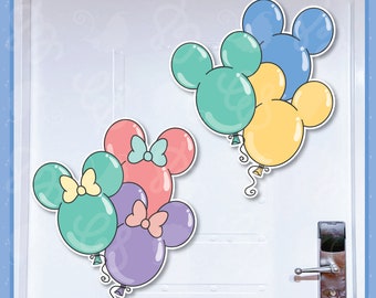 Birthday Balloons Cruise Magnets in Mickey or Minnie Shapes, Pretty Pastels, and Customizable