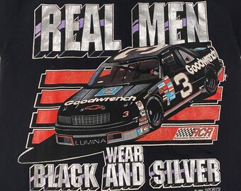 90s Dale Earnhardt Shirt - Real Men Wear Black and Silver - 90s Nascar TShirt - 90s Dale Earnhardt tShirt - 90s NASCAR Shirt