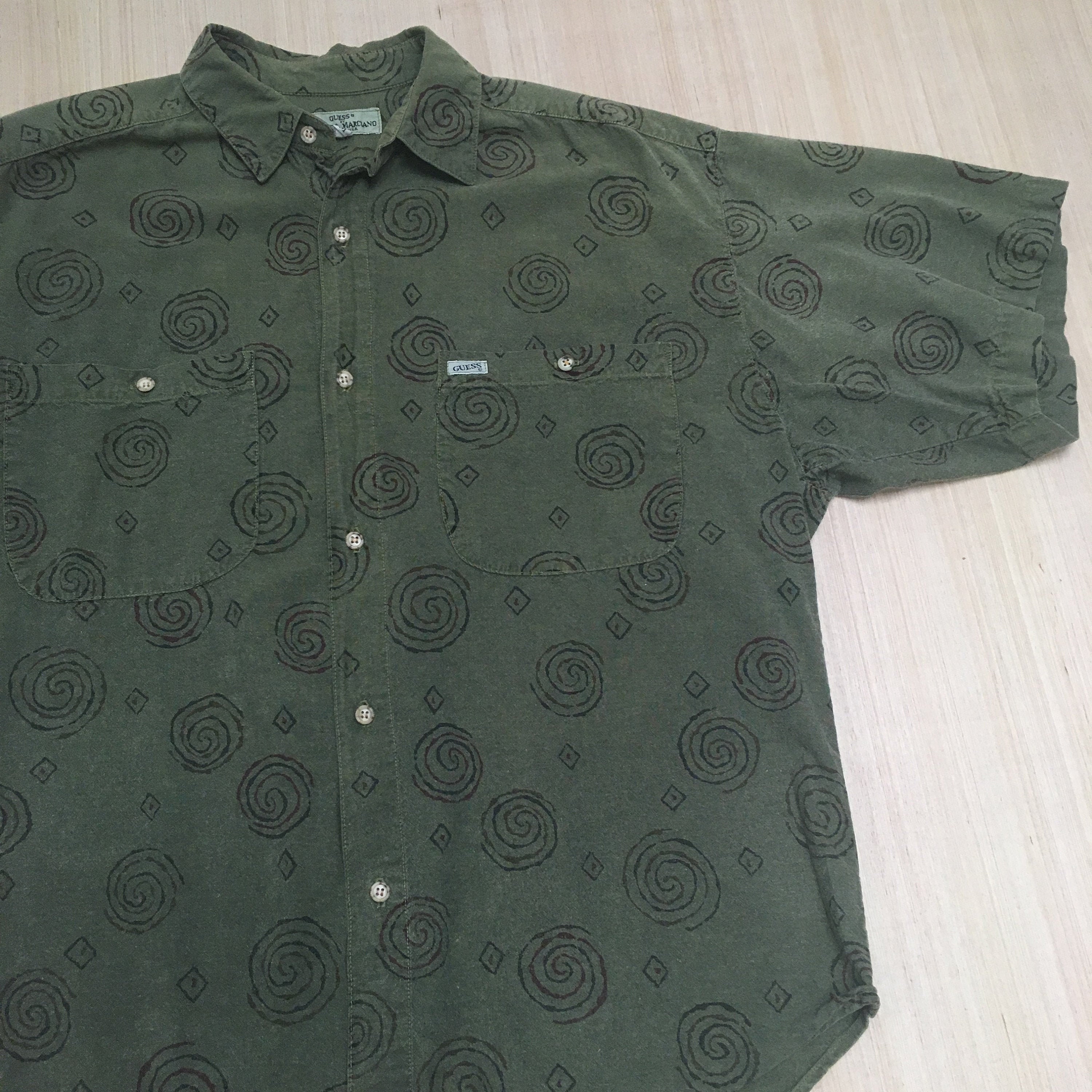 olive green guess shirt