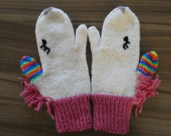 100% Wool Unicorn Mittens Extra Small Sized