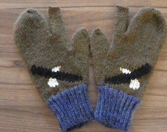 100% Wool Bald Eagle Trigger Mitts Large Sized