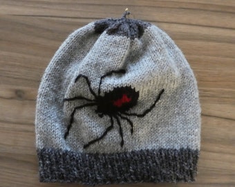 100% Wool Black Widow Spider Hat