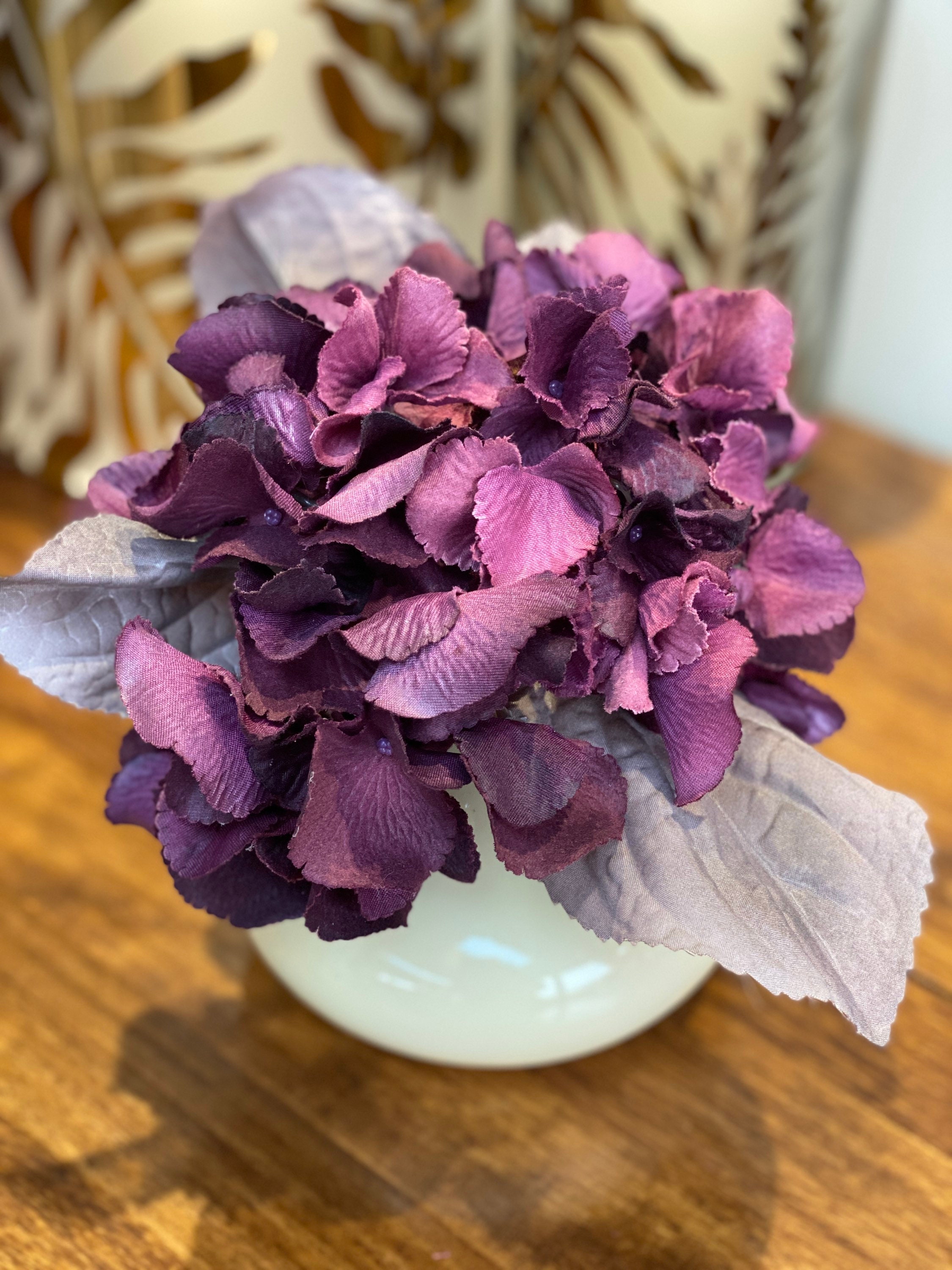 Silk/Artificial Flowers In Dark Brown Ceramic Vase Etsy