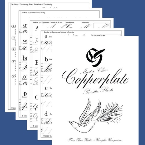 Master Class Copperplate Practice Sheets From Basic Strokes Etsy