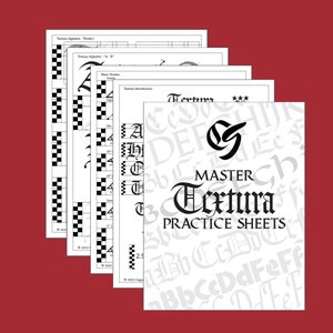 Master Textura Kalligraphie Übungsblätter - Blackletter / Breitrand