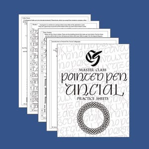 Schede di pratica per la calligrafia onciale con penna a punta Master Class: dai tratti di base alle composizioni complete