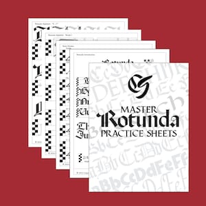 Fogli di pratica di calligrafia Master Rotunda - Blackletter / Broad Edge
