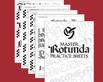 Master Rotunda Calligraphy Practice Sheets - Blackletter / Broad Edge