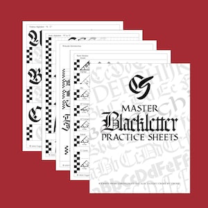 Schede di pratica per la calligrafia gotica - 8 scritture (Textura, Fraktur, Batarde, Rotunda, Corsivo, Onciale, Romano e Neuland)