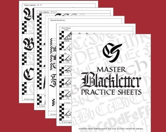 Master Blackletter Calligraphy Practice Sheets - 8 Scripts (Textura, Fraktur, Batarde, Rotunda, Italics, Uncial, Roman & Neuland)