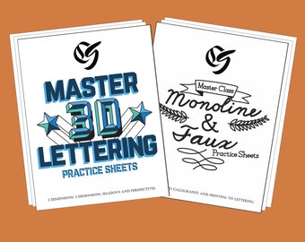 Pacchetto di fogli pratici di handlettering per master class: 8 stili da imparare!