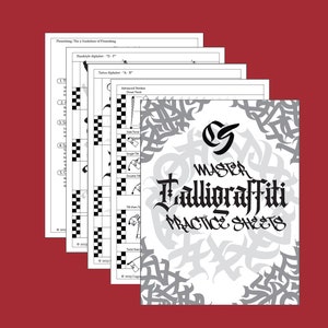 Schede di pratica Master Calligraffiti - 3 script da imparare (Fraktur, Handstyle e Tattoo)