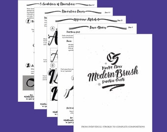 Master Class Modern Brush Practice Sheets: From Individual Strokes to Complete Compositions