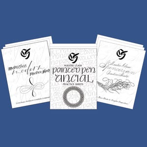Moderne, Spencerische, Pointed Pen Unziale Übungsblätter im Set: 4 Schriften zum Lernen!