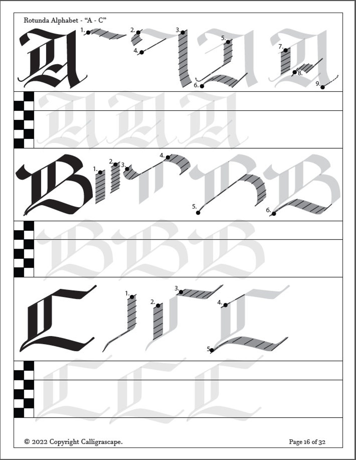 Rotunda Script Master Rotunda Calligraphy Practice Sheets - Blackletter / Broad Edge ...