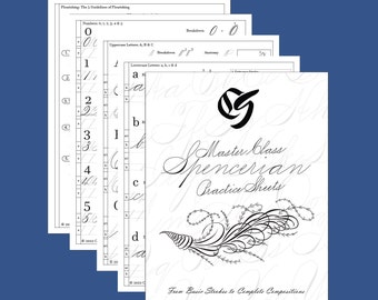 Master Class Spencerian Practice Sheets: From Basic Strokes to Complete Compositions