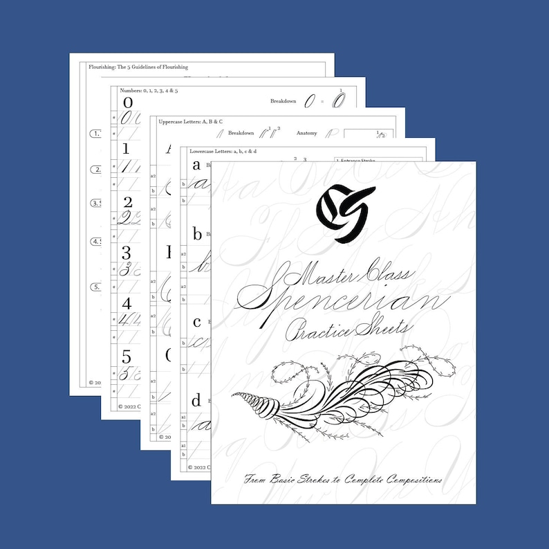 Master Class Spencerian Practice Sheets: From Basic Strokes to Complete Compositions image 1