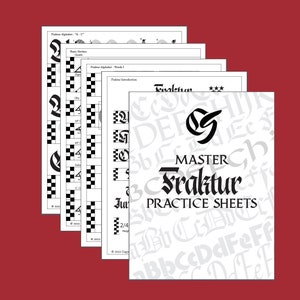Master Fraktur Kalligraphie Übungsblätter - Geschwärzter Rand