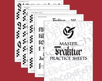 Master Fraktur Calligraphy Practice Sheets - Blackletter / Broad Edge