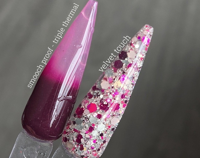 Smooch Proof (thermal) / Velvet Touch - Acrylic Nail Dip Powders