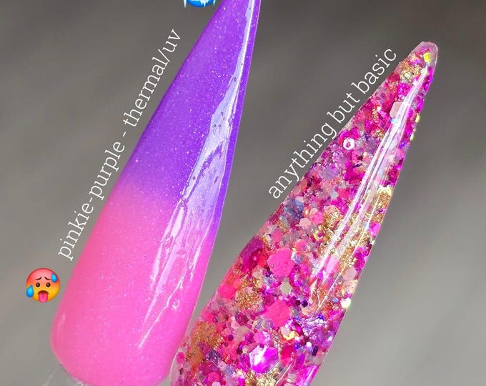 Pinkie-Purple (thermal/uv) / Anything But Basic - Acrylic Nail Dip Powders