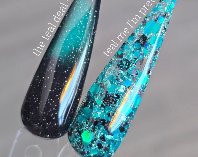 The Teal Deal (thermal) / Teal Me I'm Pretty - Acrylic Nail Dip Powders