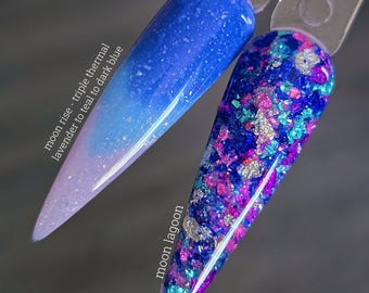 Duo Extras - Moon Rise / Moon Lagoon - Pó Acrílico para Unhas - Brilho - Unhas - Pós para Unhas