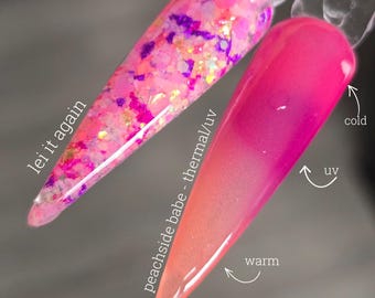 Lei It Again / Peachside Babe - thermal/uv - Acrylic Nail Dip Powders