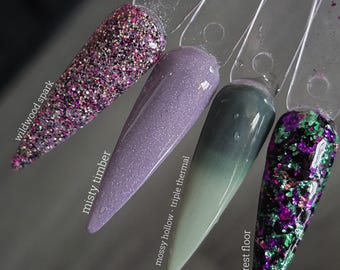 Enchanted Woods Collection - Wildwood Spark / Misty Timber / Mossy Hollow / Forest Floor - Acrylic Nail Dip Powders