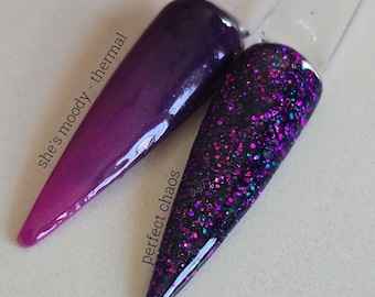 Duo Extras - She's Moody/Perfektes Chaos - Acrylnagel Dip Pulver - Glitzer - Thermisch - Nägel - Dip Pulver