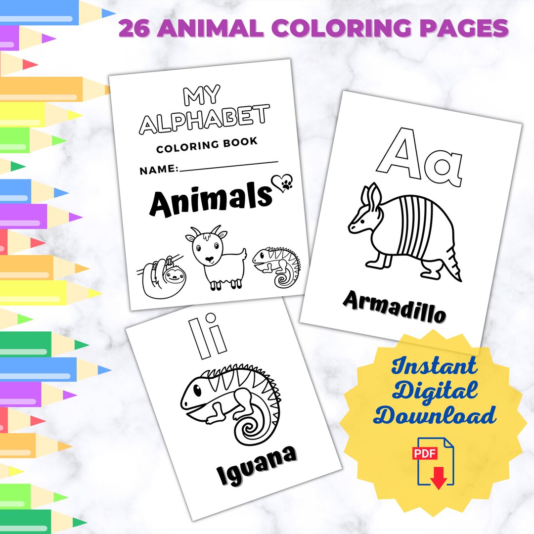 26 Printable Alphabet Animal Coloring Pages, Worksheets for Kids ...