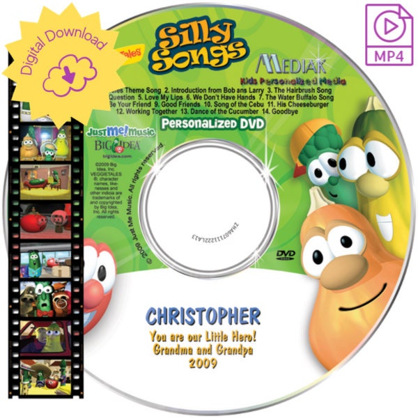 Gepersonaliseerde Veggie Tales Silly Songs MP4 voor kinderen