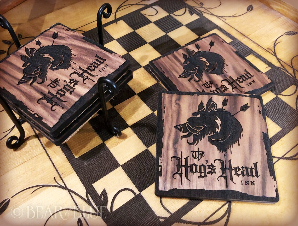 Wood Drink Coasters Etched with Our Fan Art Fun Bar Etsy