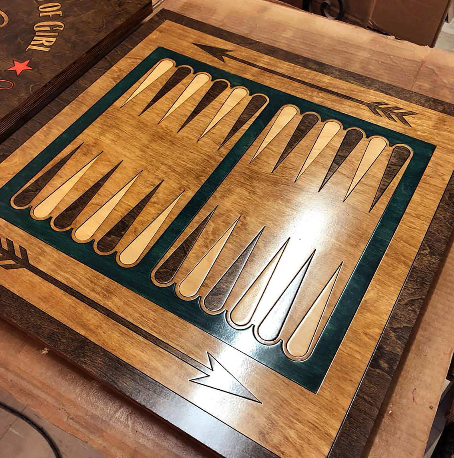 Rustic Wooden Backgammon Board Is Stained and Handpieced of Etsy