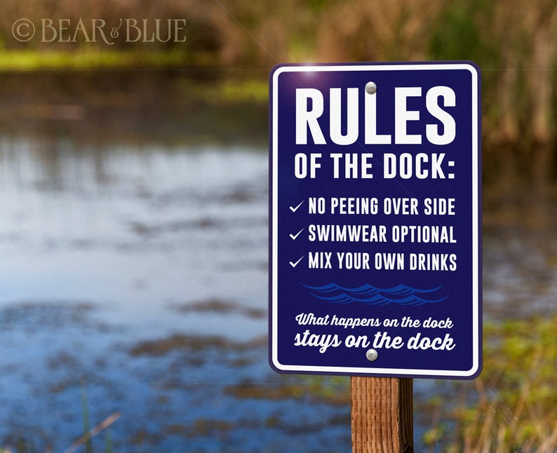 Three Style Choices Aluminum Sign Dock Rules Fun Etsy