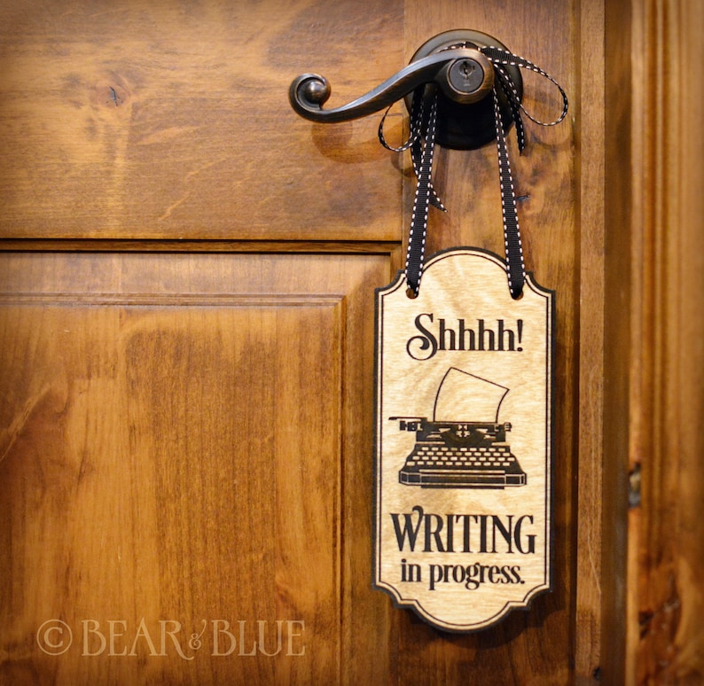 Wood Door Hanger Sign Etched Into Birch Shhhh Writing Etsy