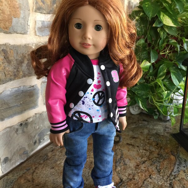 18 inch doll clothes designed to fit the American girl doll-  bomber jacket