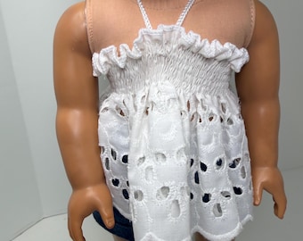 18 in doll clothes - hand smock eyelet top