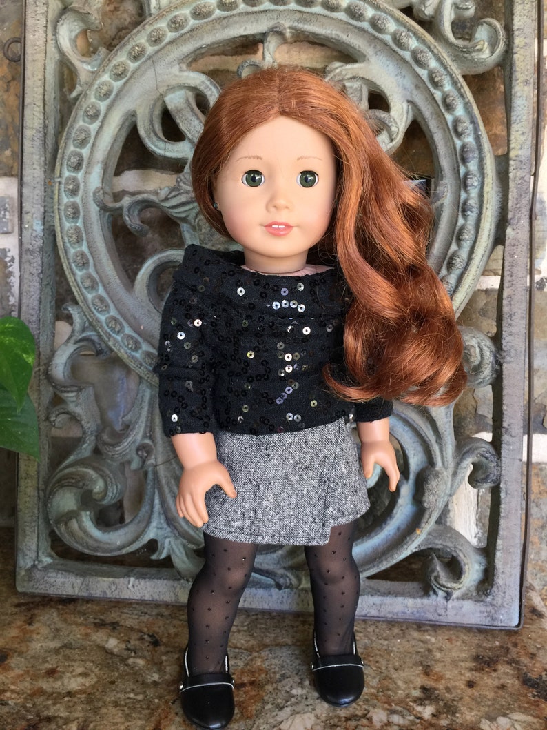 Doll Clothes fit 18 inch American Girl doll Leggings White with Sequins