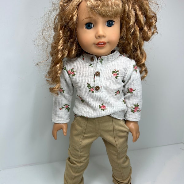 Hand made 18 in doll clothes that fits dolls like the American Girl Doll-kaki pants with working pockets