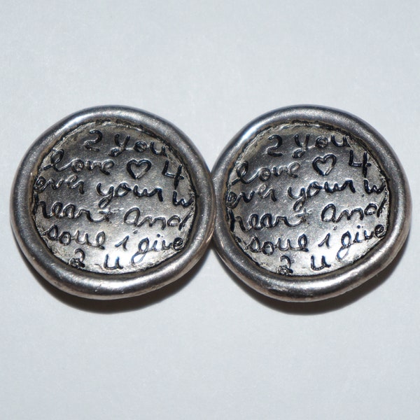 C. STERLING - VINTAGE - Love Heart and Soul Message Clip-On Earrings