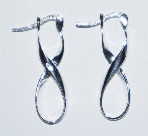 Vintage Sterling Silver Infinity Earrings - image 1