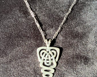 Unusual Celtic Knot Sterling Silver Pendant on Sterling Chain